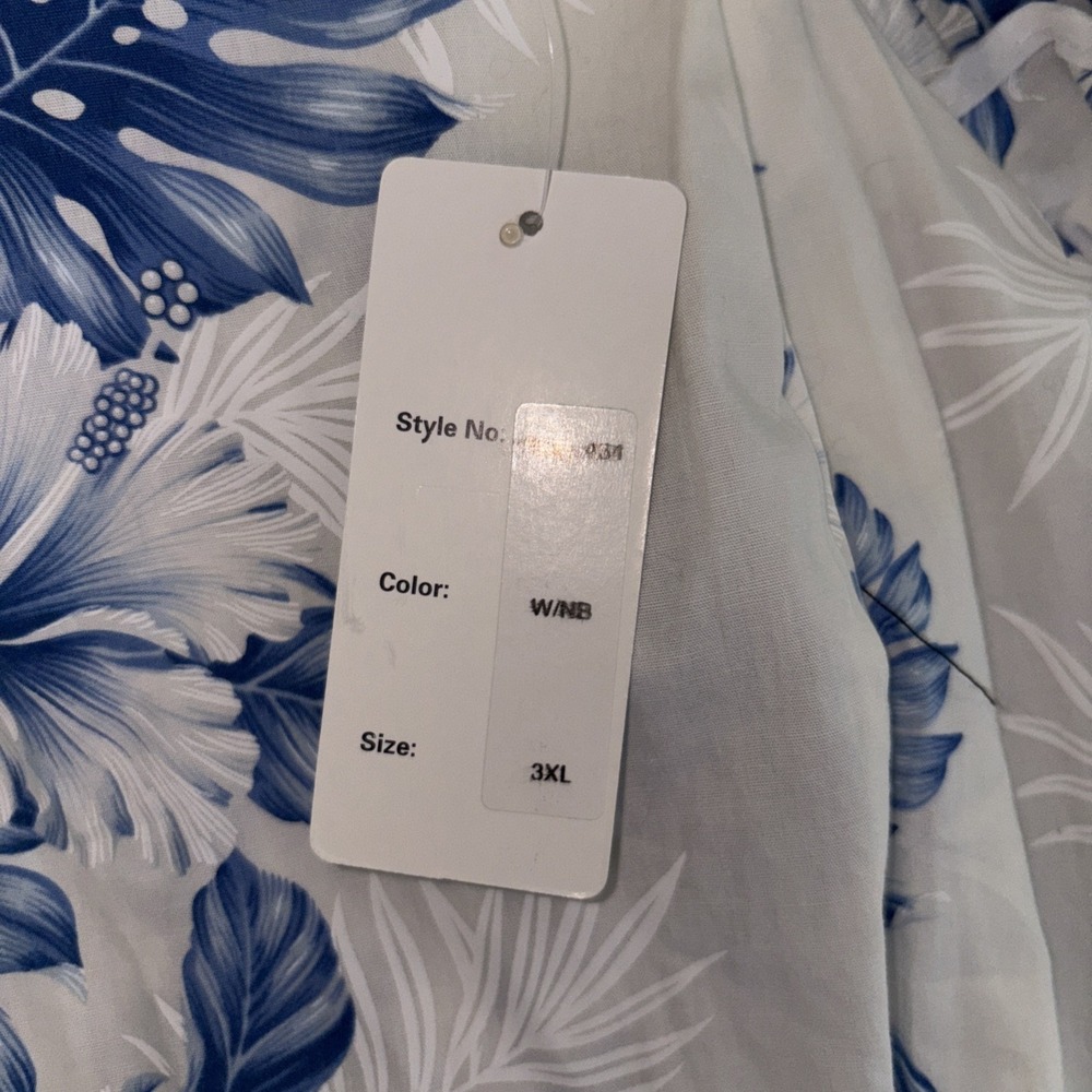 KY'S Made in Hawaii blue Floral 100% Cotton‎ ruffled Maxi Dress XL 3X  NWT - Picture 14 of 16